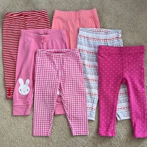 Set of 6 Carter’s baby girl pants size 18 months